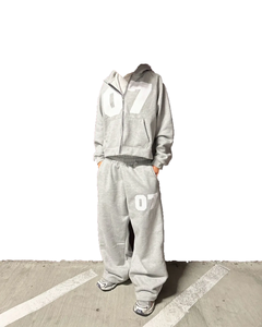 Ensemble survêtement homme personnalisé avec sweat à capuche zippé oversize et pantalon de survêtement ample à jambes larges, haute qualité, broderie 3D, doublé, couleur unie - Product Image 3