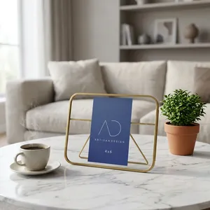 ARTISAN DESIGN Luxury Brass Glass <b>Photo</b> <b>Frame</b> PF162B <b>Landscape</b> Tabletop Home Decor Gift for Wedding - Product Image 5