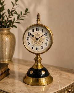 Victorian Brass <b>Table</b> <b>Clock</b> with London-Inspired Design Antique Round Desk Timepiece Roman Numeral Vintage Home & Office - Product Image 1