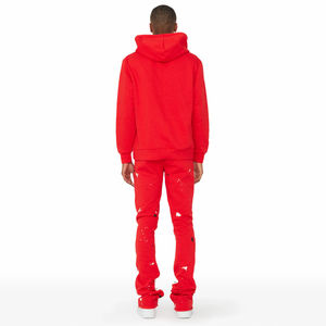 Red <b>Paint</b> Splash Winter Lightweight Hoodie Tracksuit Mens Streetwear Two Piece Hooded Sweatshirt Jogger Pants Casual Training - Product Image 2