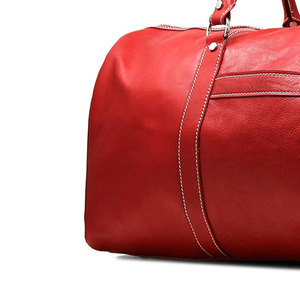 Best Selling Wholesale OEM Custom Logo Red Genuine Leather Duffle <b>Bag</b> Unisex Travel <b>Weekend</b> Overnight Luggage <b>Holdall</b> Sports <b>Bag</b> - Product Image 5
