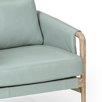 Fauteuil en cuir moderne avec pieds en bois, dossier solide, style scandinave, chaise de salon, meubles de maison