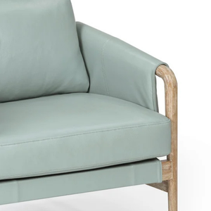 Sillón Moderno de Cuero con Patas de Madera, Respaldo Sólido, Estilo Escandinavo, Silla para Sala de Estar, Muebles para el Hogar - Product Image 3