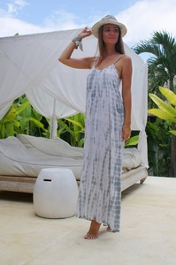 Robes pour femmes indiennes taille haute avec cordon de serrage et glands fête d'été Tie Dye Long Maxi - Product Image 4