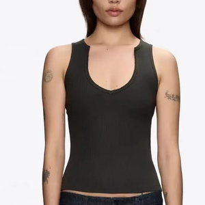 Crop top noir élégant pour femme, sans manches, coupe ajustée, col rond, décontracté, basique, été - Product Image 1