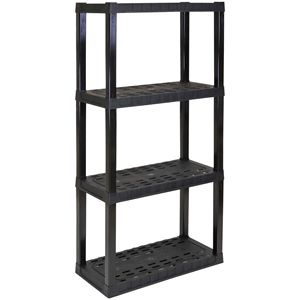 <b>Garage</b> <b>Shelves</b> Heavy Duty 4-Tier <b>Plastic</b> Storage Unit 57"H X 30"W X 14"D Black 400 Lbs Capacity - Product Image 1
