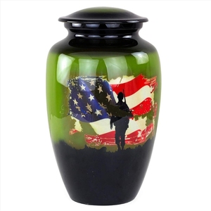 American Patriot Solid Metal Cremation <b>Casket</b> Blue Eagle Flag Remembrance <b>Ash</b> Storage Urn Factory - Product Image 2