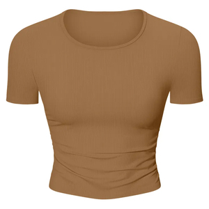 เสื้อครอปออกกำลังกายแฟชั่นล่าสุดสำหรับผู้หญิง ออกแบบโลโก้ได้ตามต้องการ เหมาะสำหรับออกกำลังกาย ฟิตเนส โยคะ ทรงรัดรูป - Product Image 1