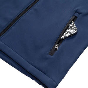 Chaqueta de Forro Polar Azul Marino para Hombre, Cuello Alto, Cierre de Cremallera, Resistente al Viento, Informal, para Exteriores, Corte Regular, Color Sólido, Manga Larga - Product Image 5