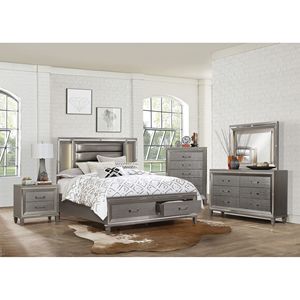 Moderno 1 pezzo grigio argento finitura metallizzata stile Glam cassettiera 5 cassetti legno camera da letto mobili acrilico Hardware smussato - Product Image 5