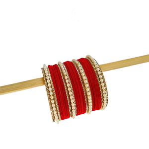 Bracelets ethniques pour femmes en velours orange avec perles d'imitation, ensemble de bracelets plaqués or, bracelets empilables pour mariage - Product Image 6