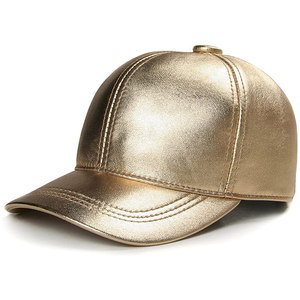 Servicio OEM, Gorras de Cuero Genuino Transpirables para Deportes al Aire Libre en Invierno, Gorra de Cuero Ajustable de Color Sólido en Venta - Product Image 1
