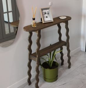 Mesas de consola de madera de mango de estilo clásico y elegante, muebles de madera para sala de estar, muebles de Java, acabado europeo antiguo de madera maciza. - Product Image 1