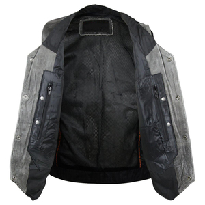 Chaleco de Motocicleta Ligero, Diseñado a Medida, Profesional, Cómodo, Transpirable y Ecológico, de Lona y Cuero Vacuno para Hombre - Product Image 4