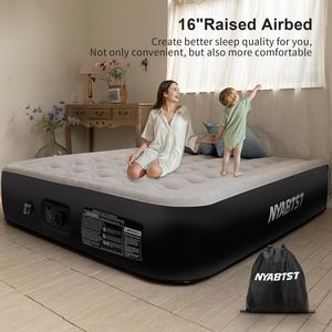 Matelas pneumatique de camping Queen avec pompe intégrée, lit gonflable floqué de 16 pouces - Product Image 6