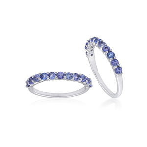 Bague Éternité en Argent Sterling 925 avec Tanzanite, Élégante Pierre Bleue-Violette, Bijou de Mariage Tendance - Product Image 3