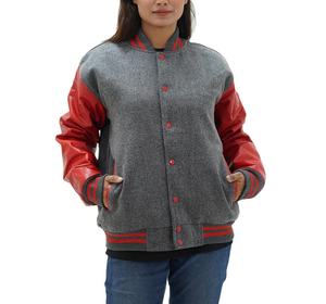 Vestes universitaires pour femmes personnalisées en gros Nouveau style tendance Cuir de vachette en laine Broderie en lin Tissu tissé d'hiver OEM - Product Image 1