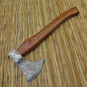 Arwin Enterprises Handmade Mattock Hatchet Damascus Steel Blade <b>Wood</b> Handle 16-inch Overall Length Industrial Grade Leather <b>Axe</b> - Product Image 2