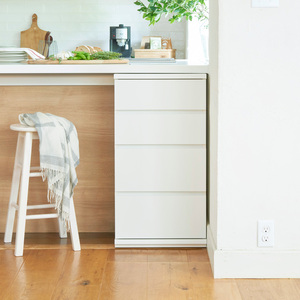 Modern <b>White</b> 4-Drawer Adjustable Chest Storage Cabinet Minimalist Design Freestanding Home Office Living Room Furniture Wooden - Product Image 3