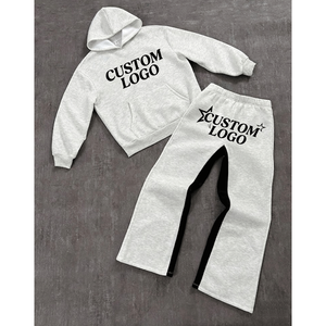Ensemble de survêtement personnalisé avec logo, unisexe, adulte, sweat-shirt à capuche et pantalon long en coton, vêtements décontractés d'automne, design respirant - Product Image 1