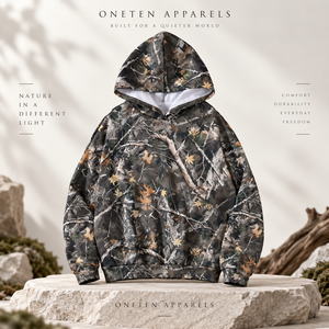 Sudadera con Capucha de Invierno de Alta Calidad con Estampado de Hoja de Arce Camuflada, Tejida y Bordada, Ecológica, para Hombre y Mujer - Product Image 2