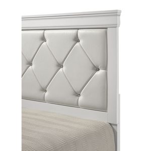 Cama Juvenil Moderna de Panel Tamaño Twin, Acabado Blanco, 1 Pieza, Cabecera Tapizada con Botones de Cristal y Textura Acolchada, Muebles de Madera para Dormitorio - Product Image 3