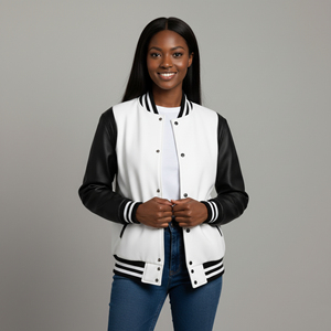 Premium Quality Women's Varsity <b>Quilted</b> Winter Jacket 100% <b>Wool</b> Sheep Skin Sleeves Embroidery Camouflage College Baseball Dyed - Product Image 6
