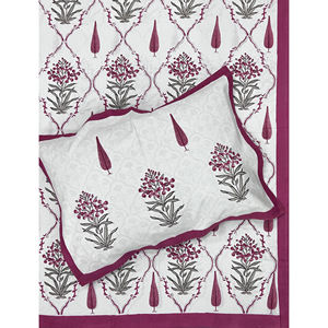 Sábana Plana de Algodón con Estampado a Mano Doble Blanco Butta, 200 Hilos, Diseño Geométrico, Transpirable, para Hogar, Hotel y Uso Elegante - Product Image 1