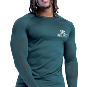 Custom <b>Mens</b> Teal Green <b>Long</b> Sleeve <b>T</b> <b>Shirt</b> Crew Neck Slim Fit Casual Sportswear <b>Shirt</b> OEM Apparel Manufacturer Custom Logo Print - Product Image 6