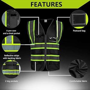 Chaleco de Seguridad de Alta Visibilidad con Tiras Reflectantes, 5 Bolsillos, Tela de Poliéster Cómoda, Detección de Agujas, Uniforme Unisex para Guardia de Seguridad - Product Image 3