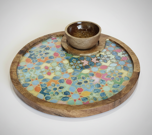 Assiette décorative ovale en bois avec motif floral pour servir des collations et des desserts - Product Image 6