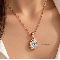Pendentif solitaire en or pour femme avec diamant taille poire, bijou de fiançailles élégant et classique, Maruti Dia Jewels