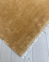 Tapis d'intérieur moderne abstrait en laine faite à la main, à poils ras, avec franges, doux, brun naturel, adapté aux animaux domestiques, écologique, antibactérien, antidérapant