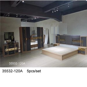 Modern Bedroom Set 35532-120G Full Size Wood Furniture With Lighted <b>Headboard</b> And <b>Mirror</b> Wardrobe - Product Image 4