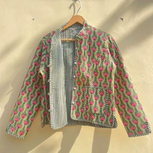 Edredón Acolchado Hecho a Mano en India, 100% Algodón Ecológico, Antiarrugas, Transpirable, de Secado Rápido, con Estampado Digital y Bolsillo Frontal, para Otoño e Invierno - Product Image 1