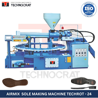 Machine de moulage par injection rotative automatique Technocrat 24 pour semelles en PVC/TPR/TPU, contrôlée par PLC, moteur haute précision, 180 par minute