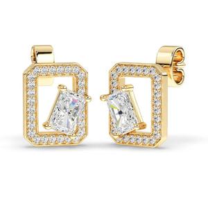 Boucles d'oreilles modernes en diamants de laboratoire, or 10K 14K 18K, platine, argent, pour mariage, usage quotidien, bijoux fins pour femmes, look élégant - Product Image 3