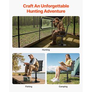 Chaise de chasse pivotante silencieuse à 360 degrés, légère, avec accoudoirs rembourrés, structure en acier robuste, siège de plancher pour abris de chasse - Product Image 6