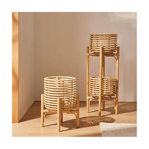 Support de plantes en rotin naturel durable fait à la main avec panier en cannage tressé, écologique, pour jardin intérieur/extérieur - Product Image 4