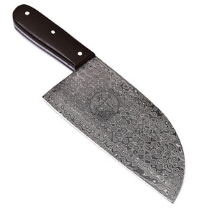 Custom Handmade Damascus Steel 12" Full Tang Serbian <b>Kitchen</b> Cleaver <b>Knife</b> Brown Micarta Handle Raindrop Surface Ambidextrous - Product Image 4