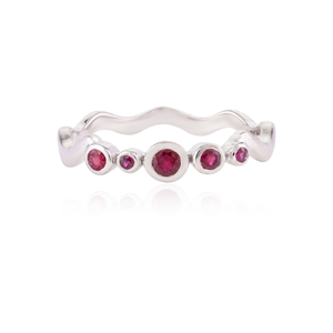 18K Yellow Gold Ruby Wavy <b>Dainty</b> Gemstone <b>Ring</b> - Product Image 2