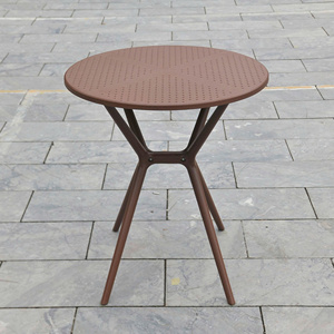Round Molded <b>Plastic</b> <b>Table</b> with X style <b>Table</b> Base - A Modern and Compact Outdoor Chair, suitable for Garden Evening - Product Image 4