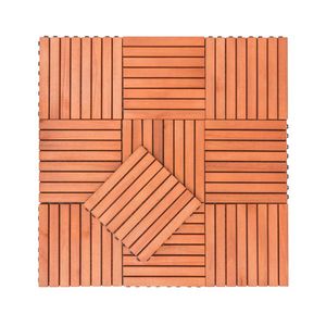 Set di Piastrelle per Pavimentazione da Giardino in Legno di Acacia, Spessore 30mm, Colore Marrone Rossastro, Incastrabili (10 Pezzi) - Product Image 1