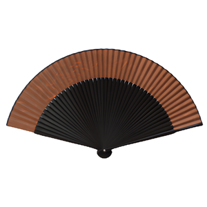 Éventail pliant traditionnel en bambou fait main noir et marron avec accent bleu, objet de collection décoratif - Product Image 2