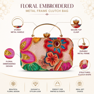 Embroidered Iron Frame Classic <b>Clutch</b> <b>Bag</b> Floral Evening Party Women's Fashion Bridal <b>Wedding</b> Eco-Friendly Gift Accessory - Product Image 5