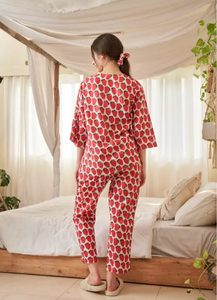 Conjunto de Pijama de Algodón Suave con Estampado Floral para Mujer, Ropa de Dormir Transpirable y Cómoda, Ropa Casual para Dormir, Ropa de Casa para Mujer - Product Image 3
