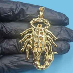 Colgante de Escorpión con Incrustaciones de Circonitas, Plata 925 Bañada en Oro, Estilo HipHop, Joyería del Zodíaco, Gótico para Motociclistas, Amuleto Animal para Raperos - Product Image 3