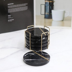 Sous-verres de luxe en marbre incrusté, peints à la main, écologiques, pour la décoration de table, le café et la mise en valeur de la table à manger - Product Image 1