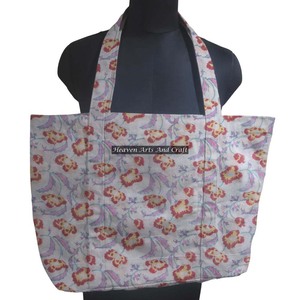 Sac fourre-tout en toile 100% coton fait à la main sac à bandoulière imprimé bloc indien sac de marché avec un design élégant pour faire du shopping - Product Image 1