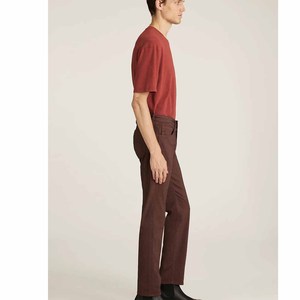 Men's Loose Fit Wide Leg Denim <b>Jeans</b> in Burgundy Cotton Casual Style Mid Waist Regular Wash Autumn Style - Product Image 3